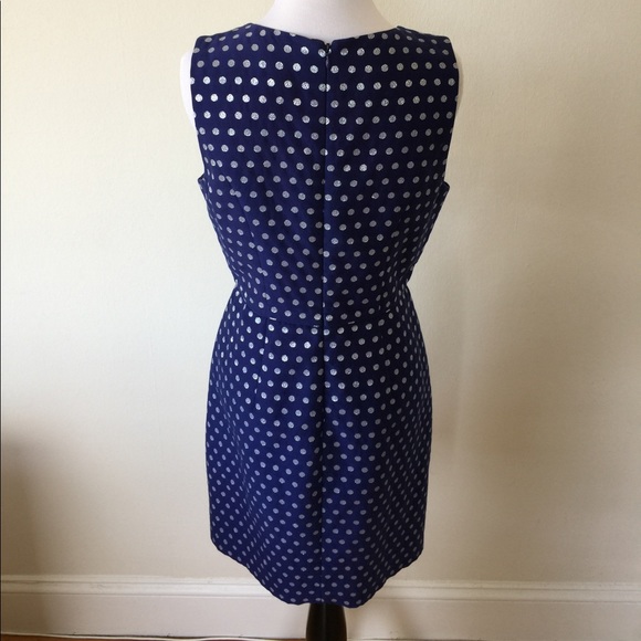 J Crew Royal Blue Silver Sparkle Dot Dress Size 6 - Picture 4 of 5